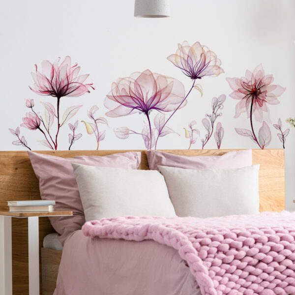 Pink Plant flower Room Decoration Self-Adhesive Wall Sticker