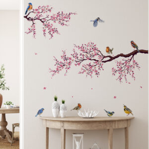 Green plant flower series bird wall sticker