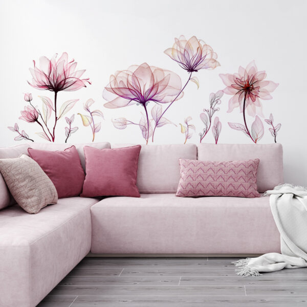 Pink Plant flower Room Decoration Self-Adhesive Wall Sticker - Image 4